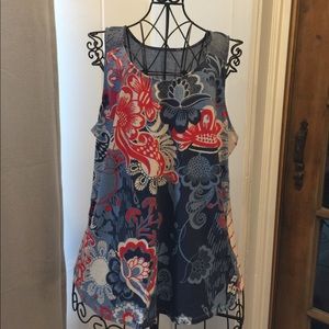 Floral and Striped Tank Top